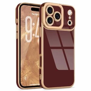 Burgundy iPhone 17 Pro Case w/ Gold Trim